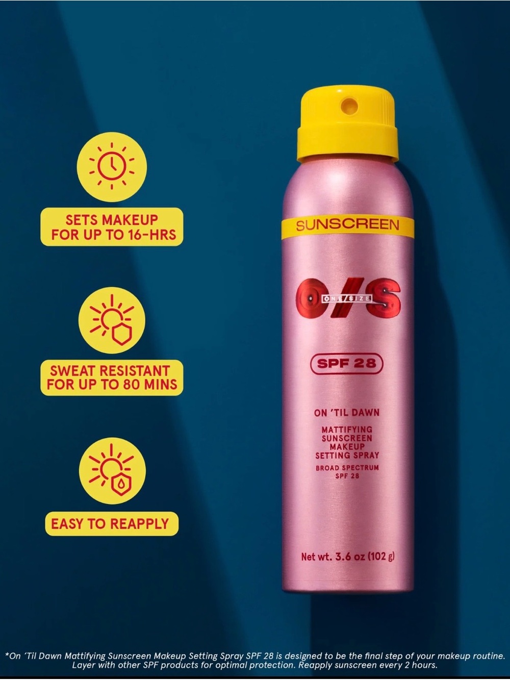 ONE/SIZE On 'Til Dawn Mattifying Sunscreen Makeup Setting Spray SPF 28